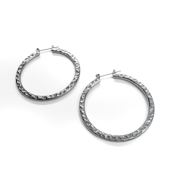Jewelry - Hammered Silver Tone Hoop Earrings